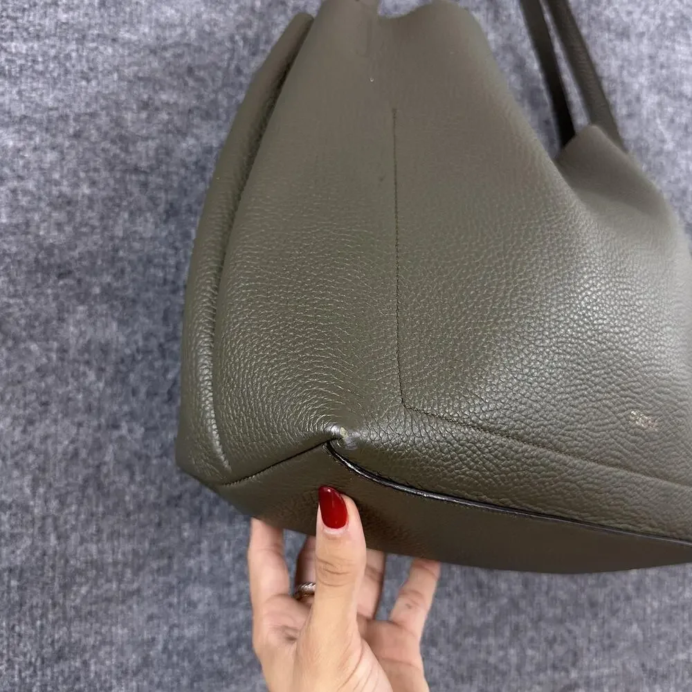 Furla Primula Hobo Bag Pebbled Leather Shoulder Tote Green Luxury Chic Office
